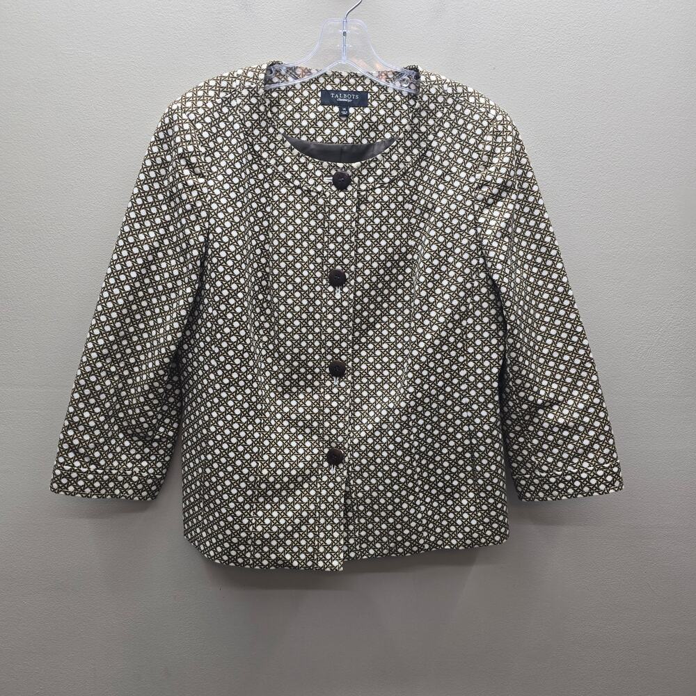 Talbots Geometric Print Button Front Swing Jacket… - image 1